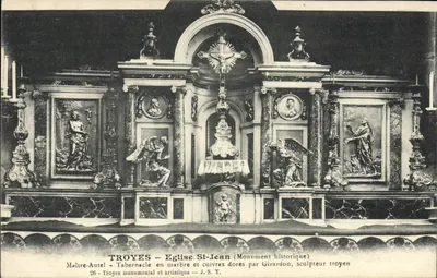 Troyes - Kościół św. Jana — Tabernakol z marmuru i złocistych miedzi wykuty przez Girardona, rzeźbiarza z Troyes — J.S.T.