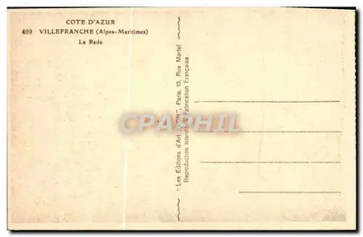Villefranche-sur-Mer — La Rade — Éditions d'Art AVON, Paris — Rückseite