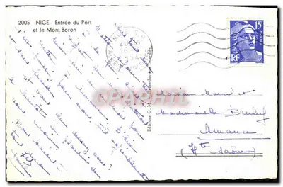 Nice — Entrance to the Port and Mount Boron — Editions G. M. de production Imseride, no. 2005 — Back