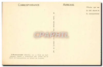 Carcassonne — Widok miasta w dzień pożaru — LL. — Rewers