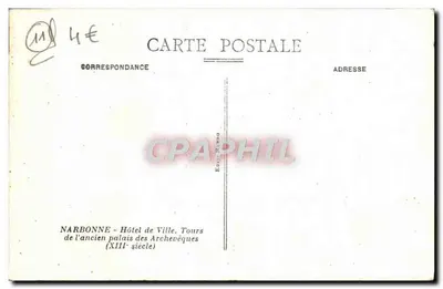 NARBONNE — Ratusz, Wieże dawnego pałacu biskupów (XIII wiek) — Wydawca Nanno — Rewers