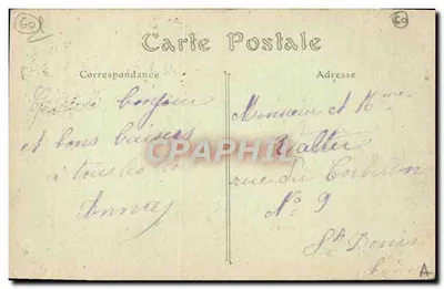 A Torre de Chiry-Ourscamp — destruída durante a guerra — editada por Decelle, Compiègne — Verso