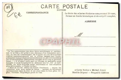 Cidade de Carcassonne — Vista Panorâmica do Sudoeste — Michel Jordy Edição — Verso