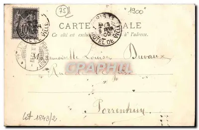 Bilhete postal antigo Tribunal De Commerce Palais De Justice Paris — Verso