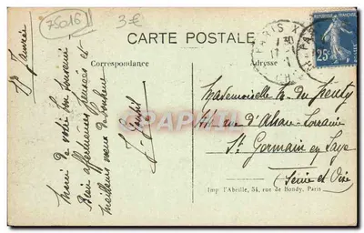 PARIS — Bois de Boulogne — Le Grand Coron — Imp. Abeille, 54 rue de Bondy — Verso