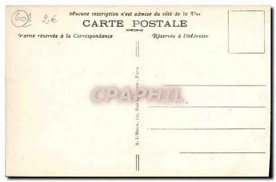 Wnętrze wagonu marszałka Foch w Compiègne — miejsce podpisania Armistyczu 11 listopada 1918 — L.H. Paryż — Rewers