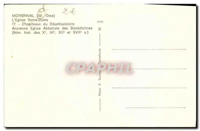 Bilhete postal antigo Morienval A Igreja Nossa Senhora Capitais do deambulatório Antiga abadia das Beneditinas — Verso