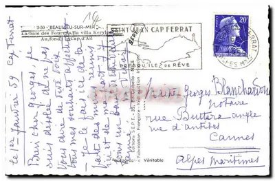 Vue de Saint-Jean-Cap-Ferrat — La baie des Fourmis, la villa Kerylos — Éditions Fr. Cabella — Rewers
