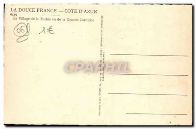 La Turbie — vista dalla Grande Corniche — Éditions Dart Yvon, 14, rue de Brégançon, Parigi — Verso