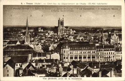 Troyes (Aube) — Siedziba departamentu Aube (55.486 mieszkańców) — Ogólny widok z Madeleine