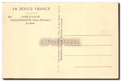 A Baía — Villefranche-sur-Mer — Éditions d'Art YVON — Verso