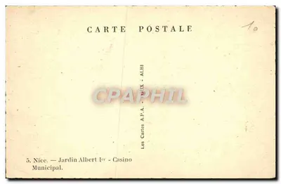 Nice — Ogród Albert I — Kasyno Miejskie — Les Cartes A.P.A. - TOUX - ALBI — Rewers