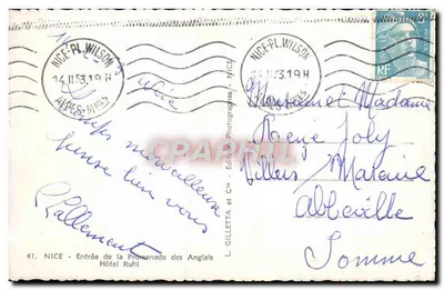 Hotel Ruhl — Nice — Wydawca L. Gilletta i Cie, nr 41 — Rewers
