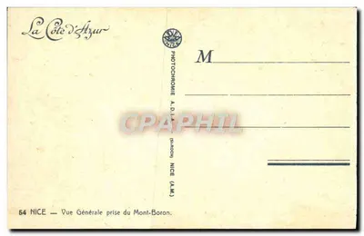 NICE — Ogólny widok z Mont-Boron — PHOTOCHROMIE A.D.I.A. (A.M.) — Rewers