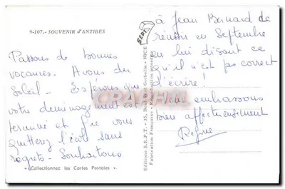 Antibes — Pamiątka z Antibes — Wydawnictwo S.E.P.T. - NICE — Rewers
