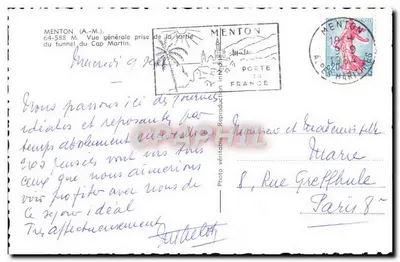 Menton — Ogólny widok z wyjścia tunelu Cap Martin — wydawca nie widoczny — Rewers