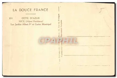 Los Jardines Albert I y el Casino Municipal — Nice (Alpes-Maritimes) — Ediciones Yvonn — Reverso