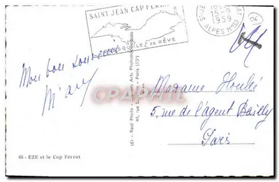 Eze e o Cap Ferrat — vista panorâmica — Real Photo - Eze - Arts Photographiques — Verso