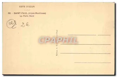 Saint-Paul (Alpes-Maritimes) — A Porta Norte — Edição A. Baut Saint-Paul — Verso