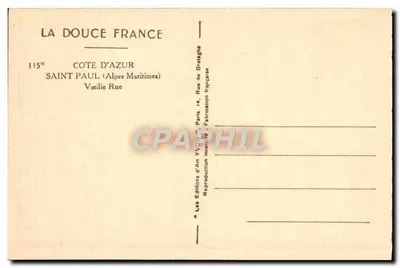 Saint-Paul – Stara ulica — Côte d'Azur — Wydawnictwo Sztuki YUON, Paryż — Rewers