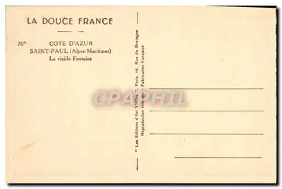 Saint-Paul (Alpes-Maritimes) — A antiga fonte — YVON — Verso