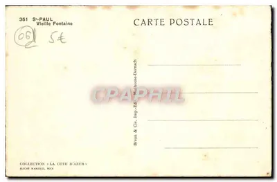 Saint-Paul - Fonte Velha — Braun & Cie, Imp. Editora, Nice — Verso