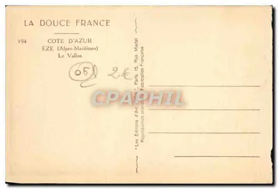 Le Vallon — Éze (Alpes-Maritimes) — Les Éditions d'Art Avon — Rewers