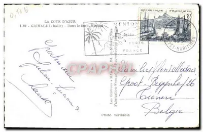 Grimaldi (Włochy) — Pełnowidok z tyłu, Menton — Wydawnictwo M. Ed. de Chine, Menton, nr I-69 — Rewers