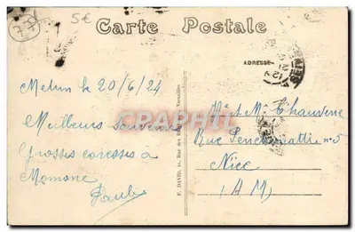 Melun — Les Bords de l'Almont — éditeur F. DAVID, Rue des Ranelagh, Versailles — Rewers