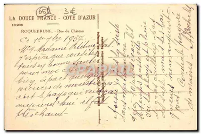 Roquebrune-Cap-Martin — rue du Château — Wydawnictwo Sztuki YVON, Paryż — Rewers