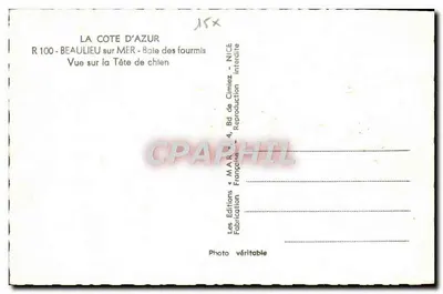 Widok na Tête de Chien — Beaulieu-sur-Mer — Wydawnictwo MARA — Rewers