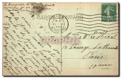 Rodovia da Grande Corniche — Alt. aproximadamente 500 m. Antiga via romana, reconstruída por Napoléon Ier em 1806 — datada 1899 — Verso