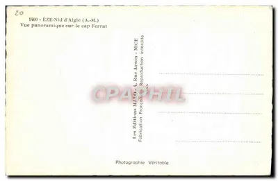 Éze-Nid d'Aigle — Vista panorâmica sobre o cabo Ferrat — Edições MALO — Verso