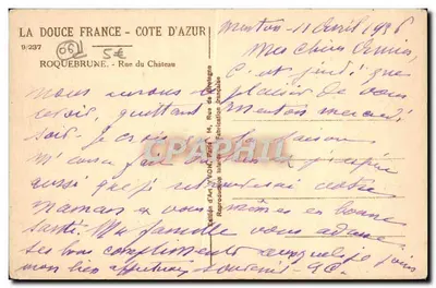 Rue du Château — Roquebrune-Cap-Martin — Wydawnictwo Sztuki 'Von' nr 9/237 — Rewers