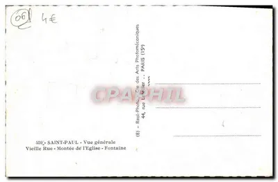 Saint-Paul — Ogólny widok — Stara ulica, Wzniesienie do kościoła, Fontanna — Wydawca: Real-Photo-Cie des Arts Photomécaniques, Paryż — Rewers
