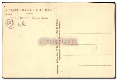 Roquebrune — Rue du Château — Wydawnictwo Sztuki Yvon, nr 10/238 — Rewers