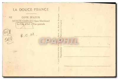 Monte Carlo — Cap d'Ail — Ogólny widok — Wydawnictwo Sztuki Yvon, Paryż — Rewers
