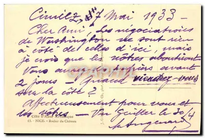 Skalista wzniesienie Zamku — Nicea — wydawca J. Gilletta, n°63 — Rewers