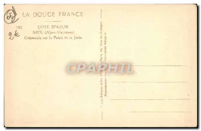 Costa do Azul — Crepúsculo no Palácio da Jetée — Les Éditions d'Art Yvonn, Paris — Verso