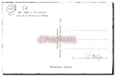 Nice — Ogólny widok z Tarasy Zamku — Wydawnictwo Art Munier — Rewers