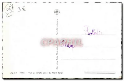 Nice — Ogólny widok z Mont-Boron — Wydawca: Cie des Arts Photomécaniques - Paris-Strasbourg — Rewers