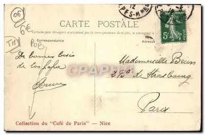 NICE — Le Port et le Château — Collection Vve Geoffroy-Bidault — Verso