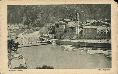 Bilhete postal antigo Breil Gare na fronteira franco-italiana