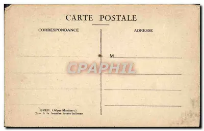 Bilhete postal antigo Breil Gare na fronteira franco-italiana — Verso