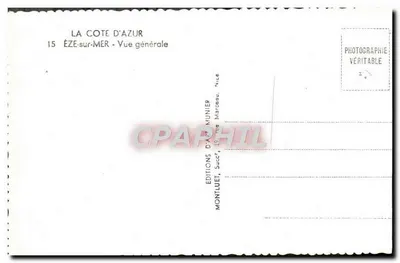 Éze-sur-Mer — Ogólny widok — Wydawnictwo Darc Munier, Nice — Rewers