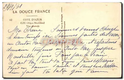 Eze — Ogólny widok — La Douce France, n°62 — Rewers