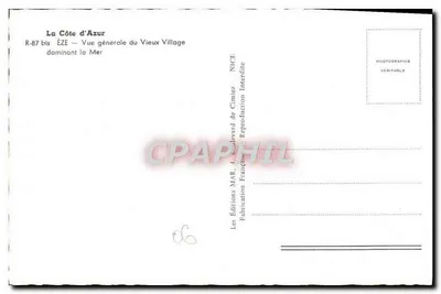 Éze — Ogólny widok starego wioska dominującego nad morzem — Les Éditions MAR, 4 boulevard de Cimiez, Nice — Rewers