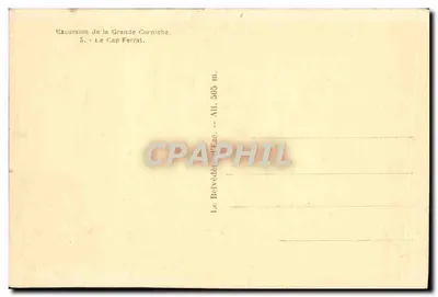 Cap Ferrat — wycieczka na Grande Corniche — wydawca Belvédère, nr 5 — Rewers