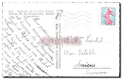 Costa de Azurra — Recuerdo de la Costa de Azurra — Ediciones S.E.P.T. Fabrica Francesa — Reverso