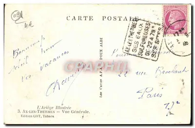 Ax-les-Thermes — Ogólny widok — Karty APAILOUX Aldi — Rewers